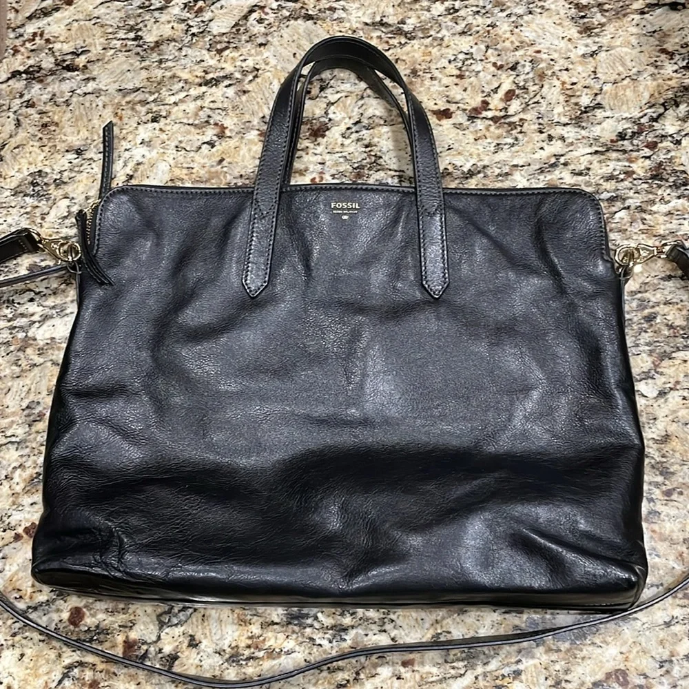 Fossil Shoulder/Laptop Bag Black Leather